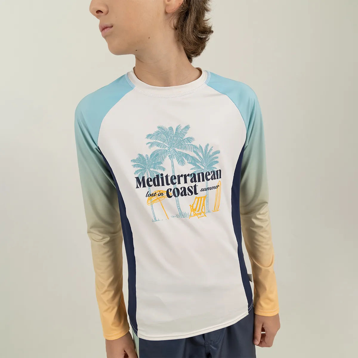 Camiseta de baño para niño manga larga