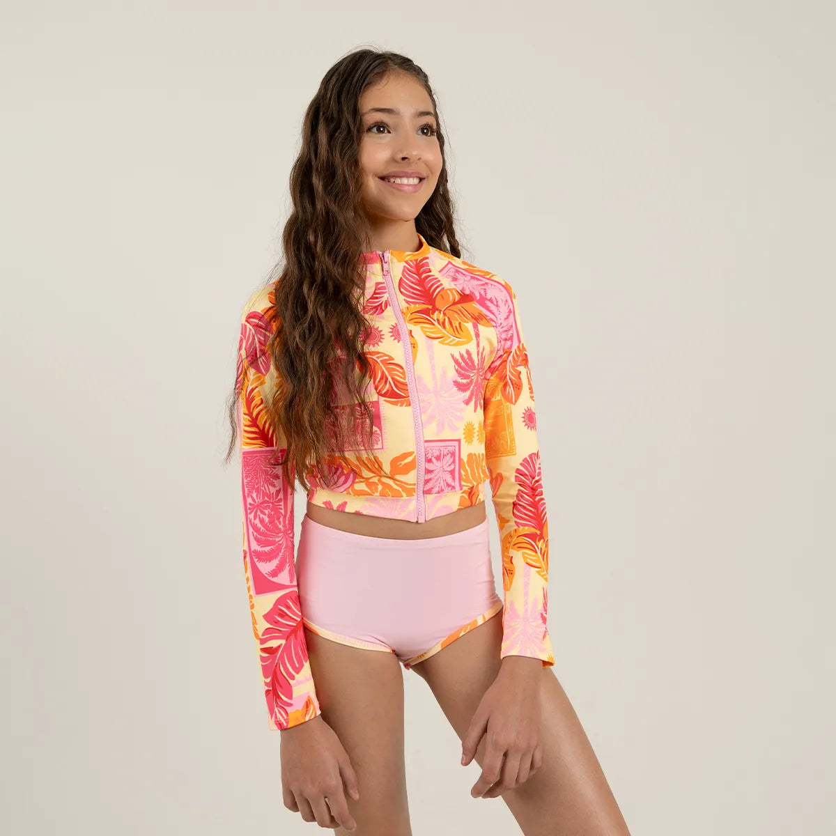 Traje de baño 2 piezas mangas larga para niña