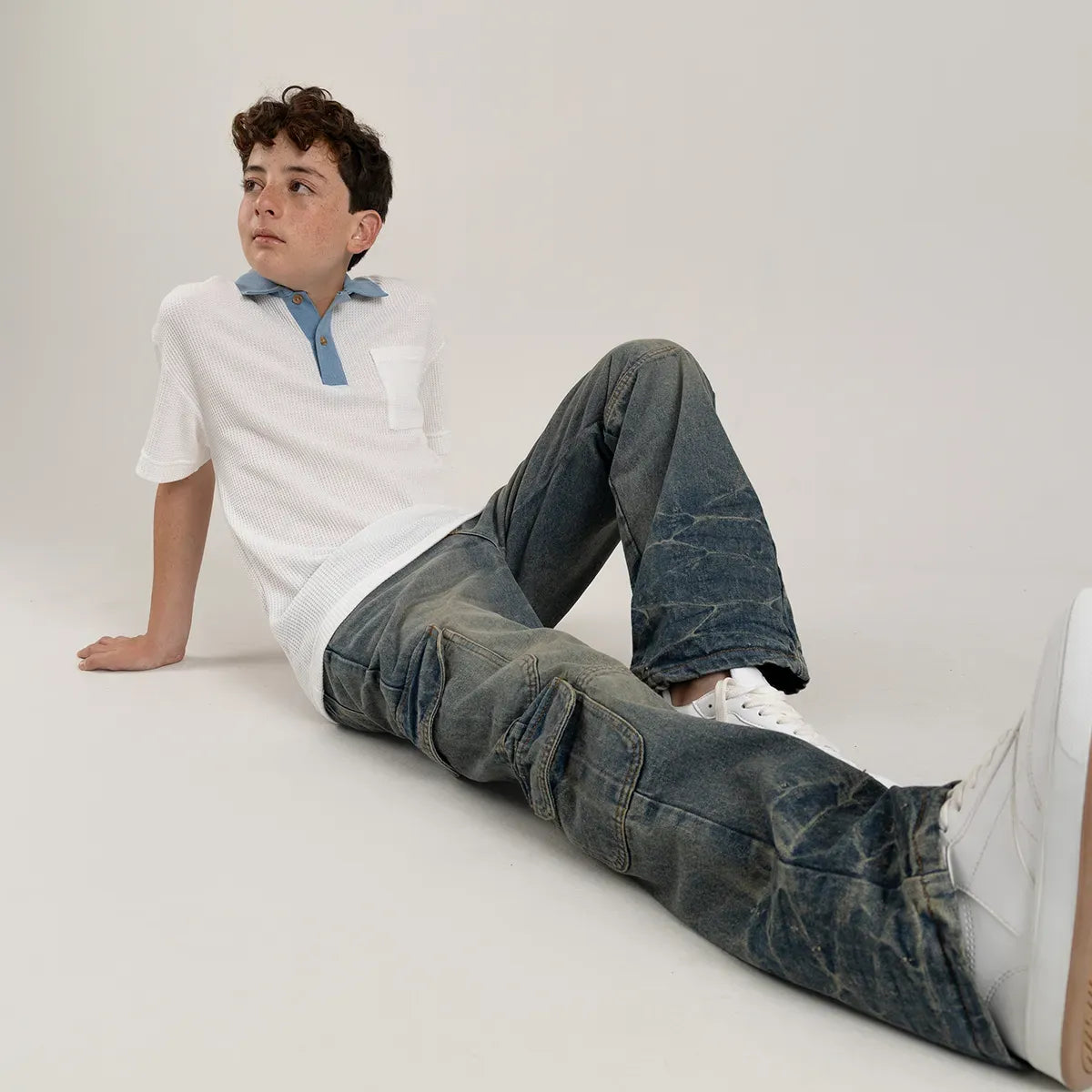 Jean wide leg cargo para niño