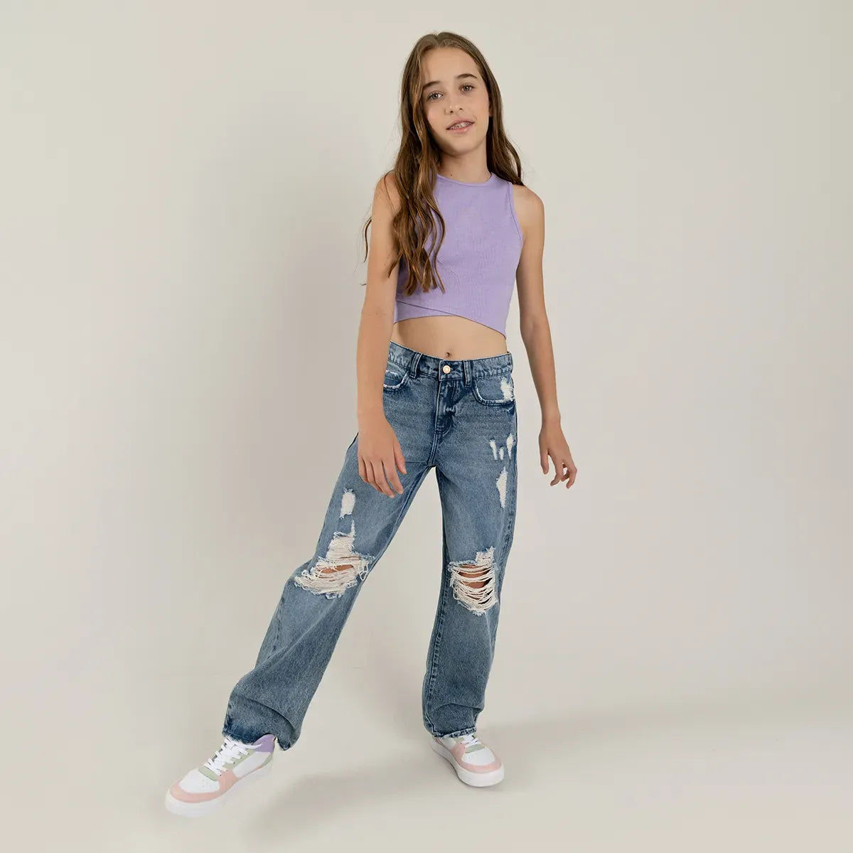 Camisa silueta crop para niña