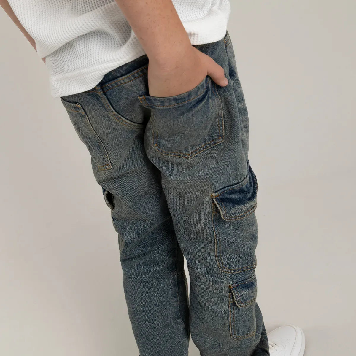 Jean wide leg cargo para niño