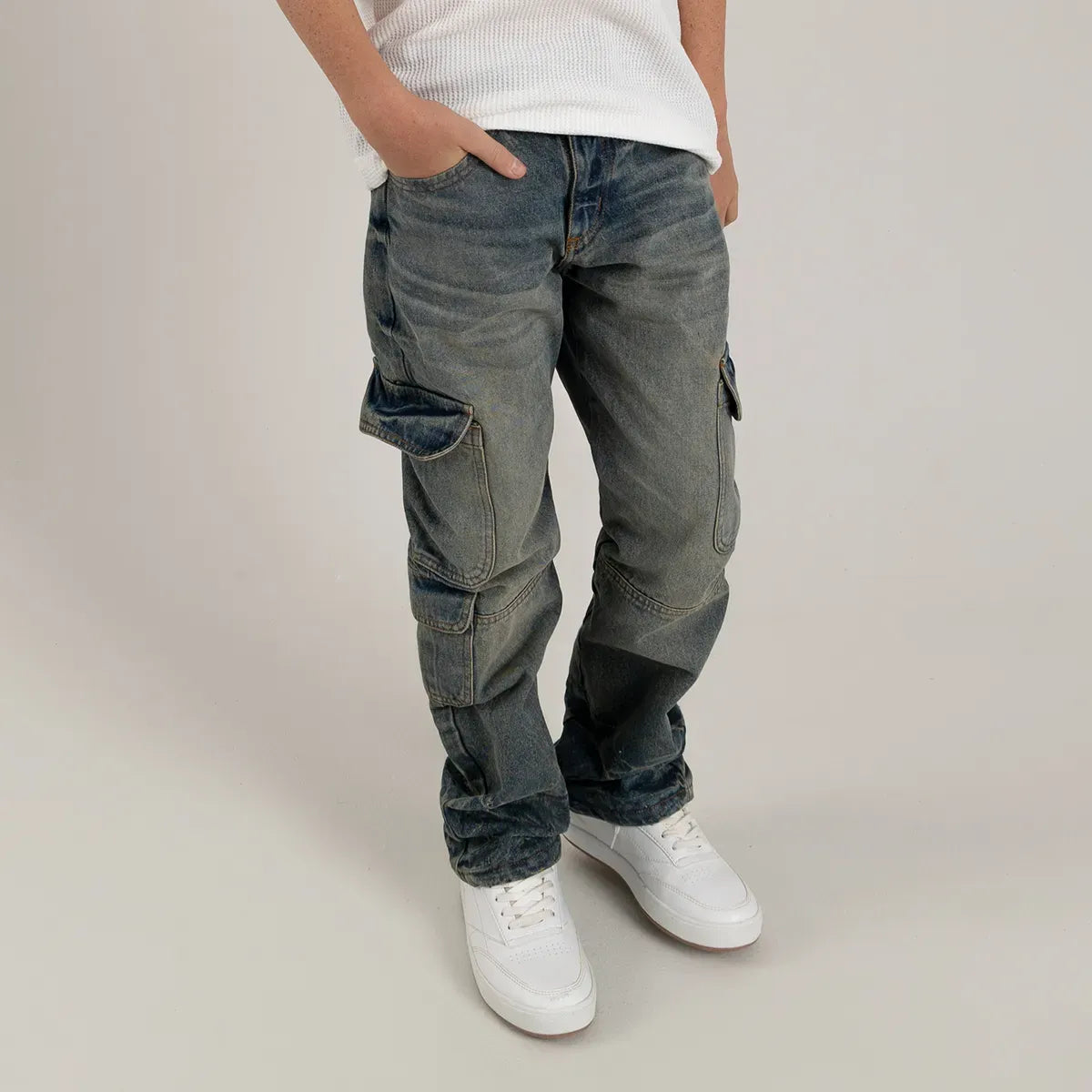 Jean wide leg cargo para niño