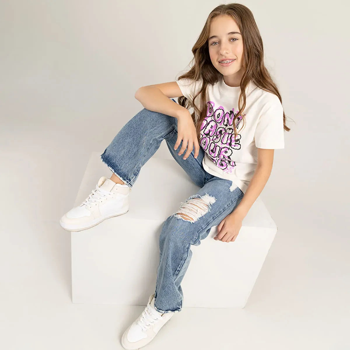 Camiseta manga corta con estampado para niña