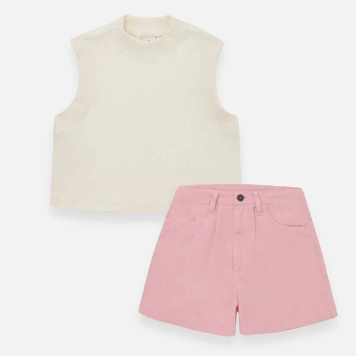 Conjunto de camisa manga sisa + short para niña