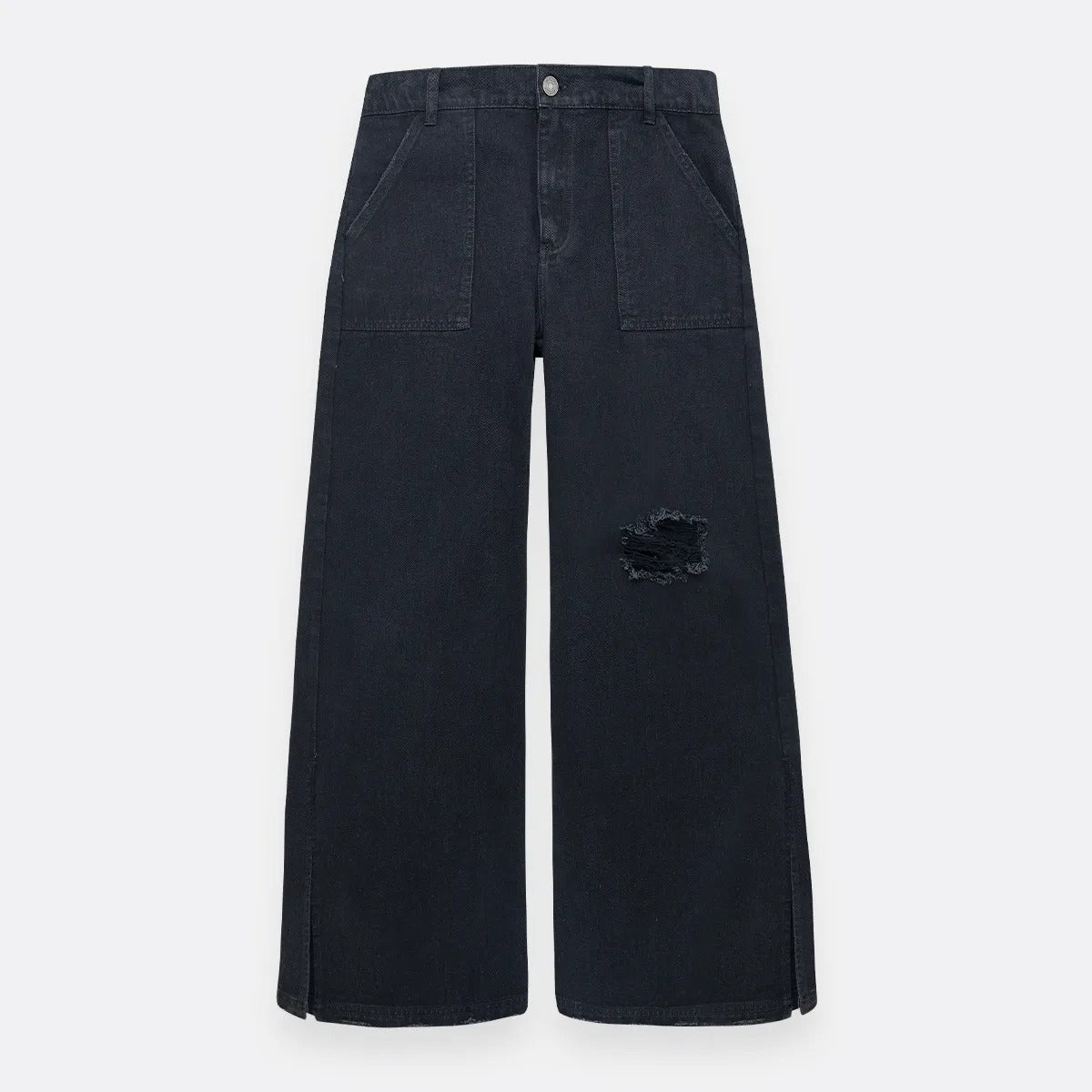 Jean wide leg para niña con abertura en botas