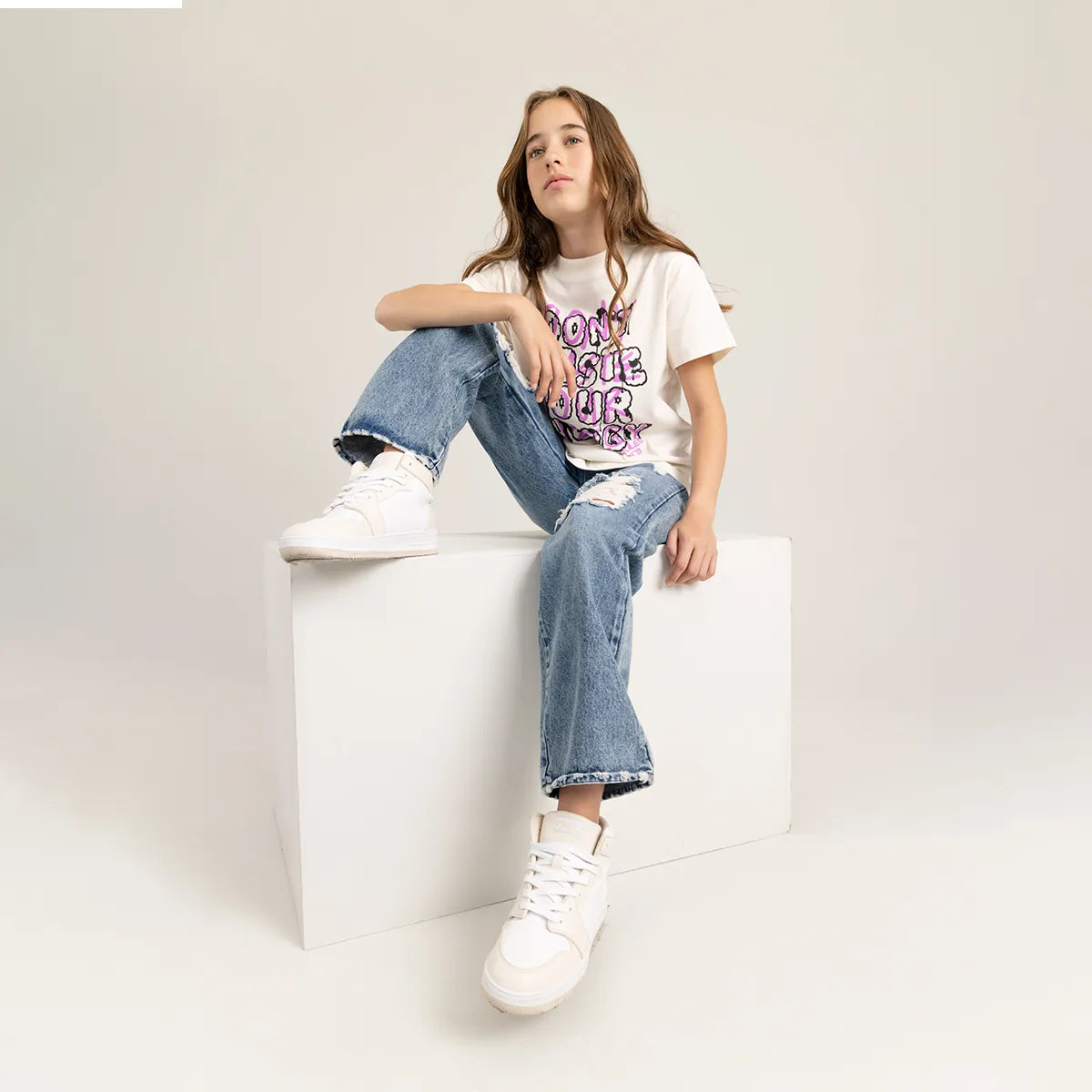 Denim silueta boyfriend para niña