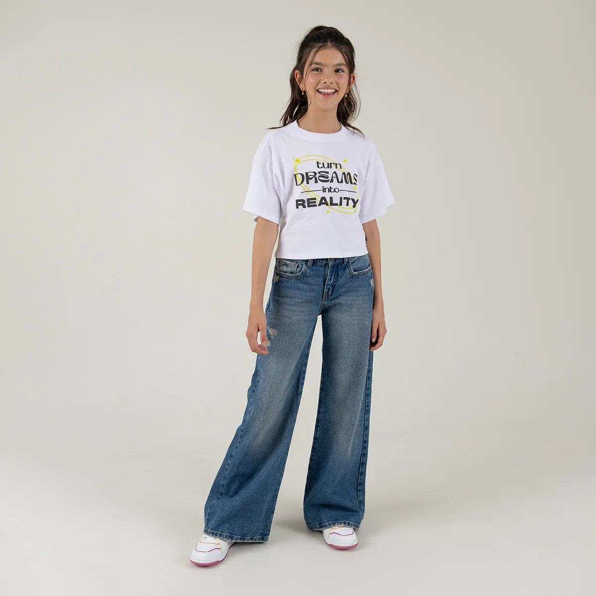 Denim wide leg para niña