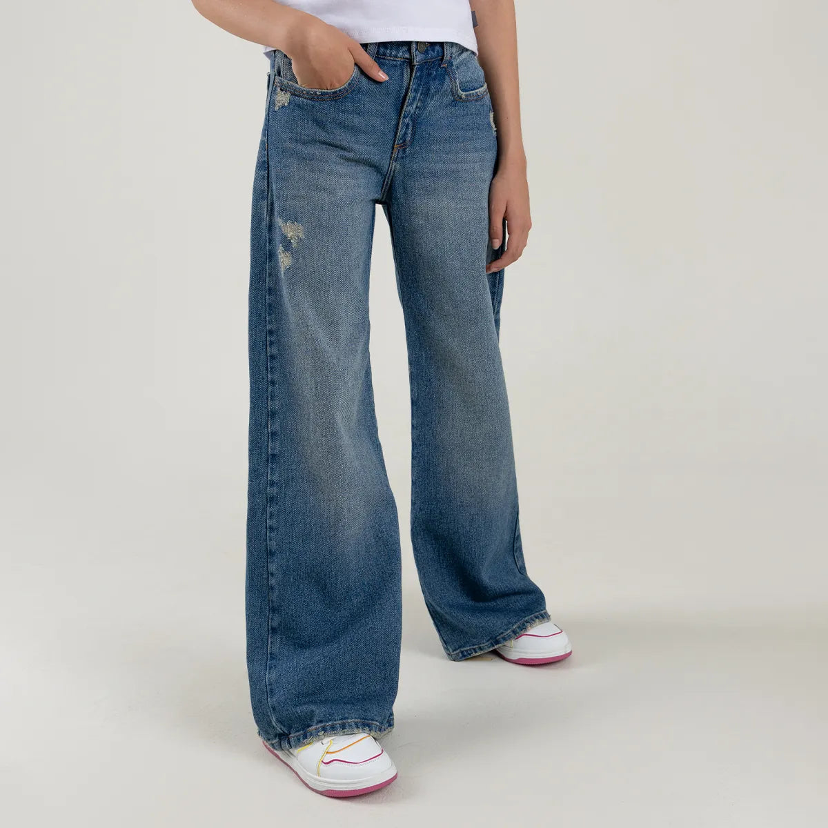 Denim wide leg para niña
