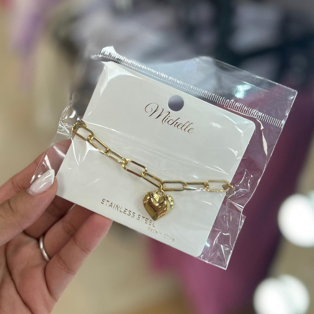 Pulsera En Stainless Steel Con Pendant De Corazón