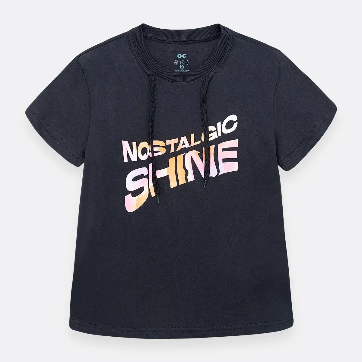 Camisa con cordón en el cuello para niña